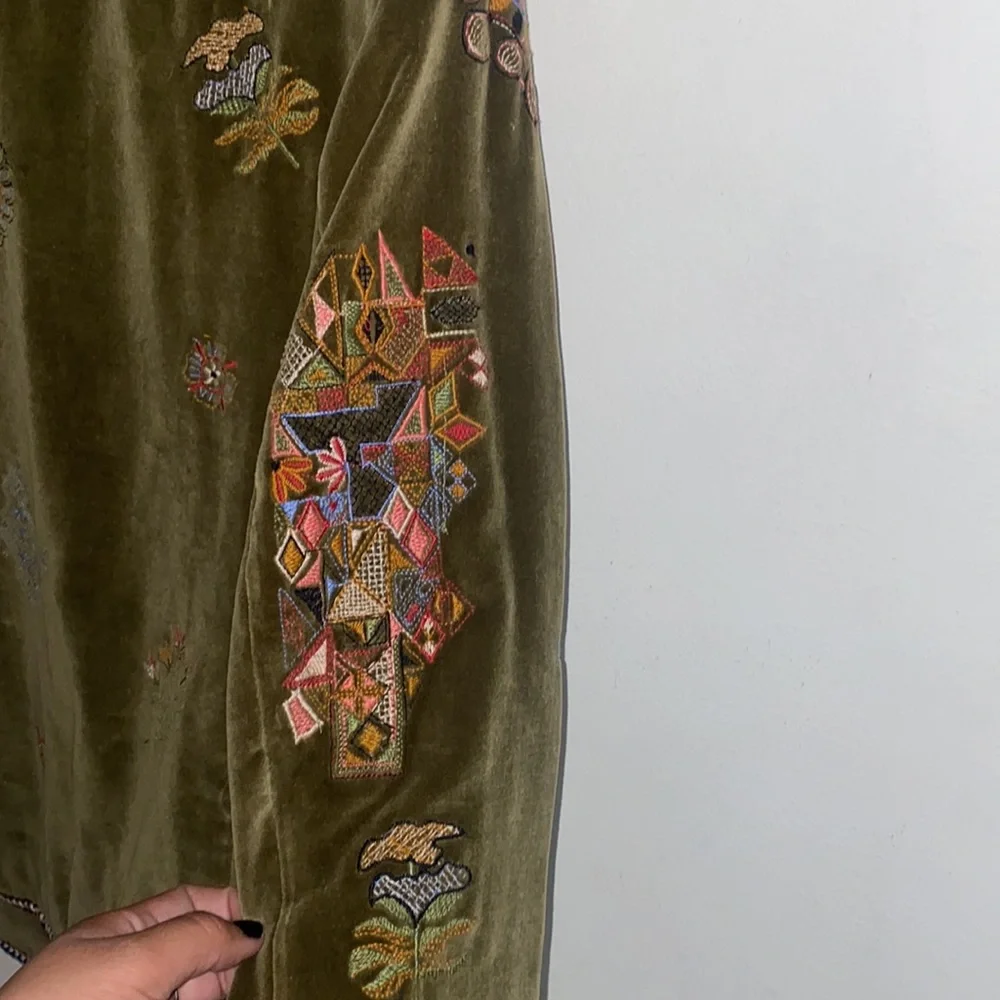Zara Woman Velvet Embroidered Beetles Flowers Blazer in Johnny Was style - Picture 10 of 12
